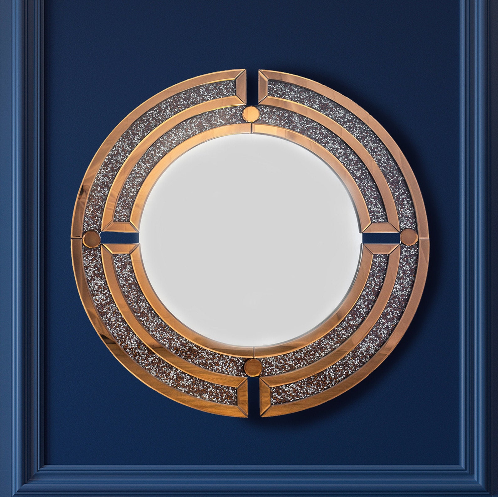 Round Bronze Mirror Decorative Mirror Medium Sized Mirror Etsy