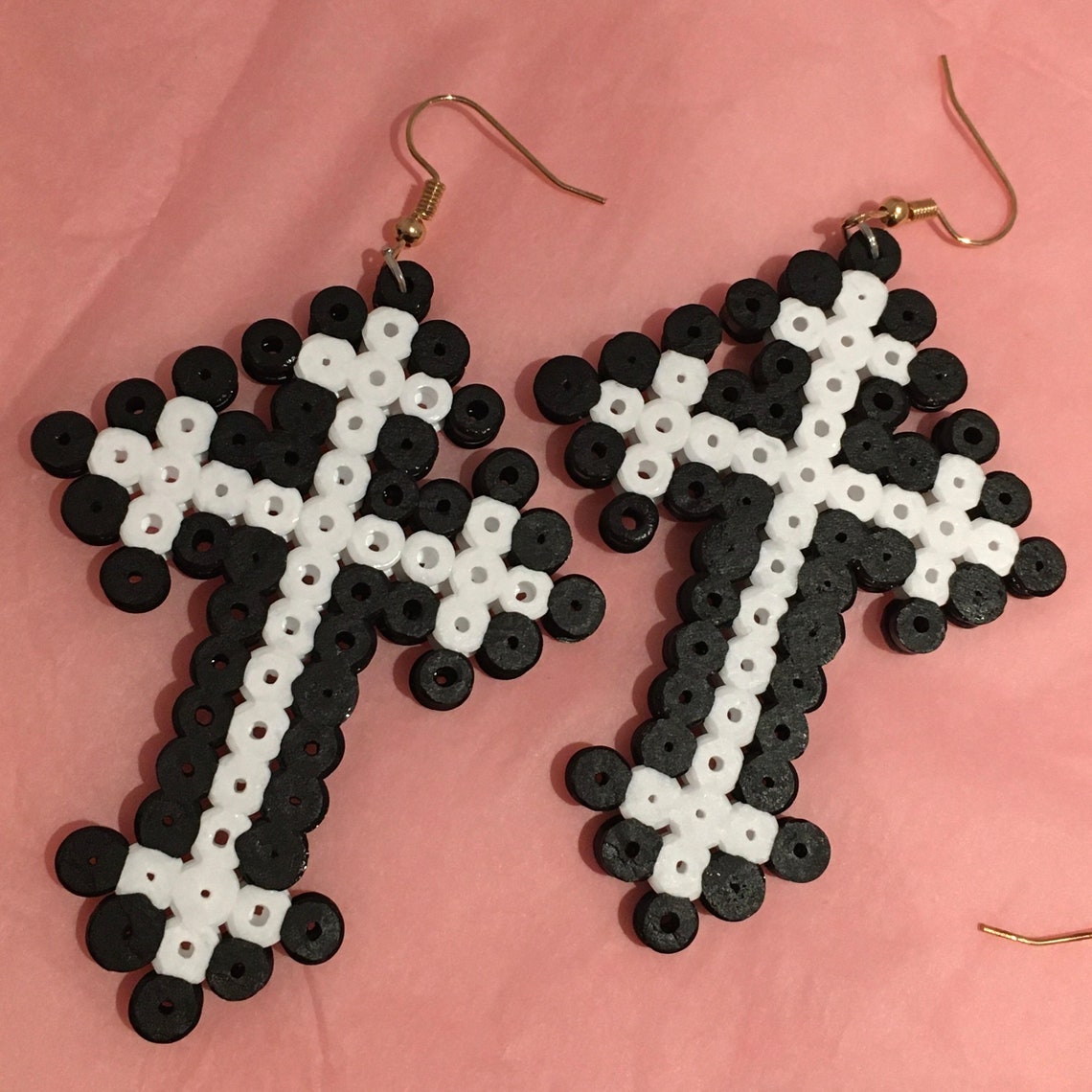 Perler Bead cross earrings Etsy