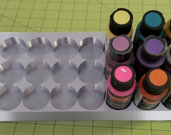 Paint Rack Tray 3D Printed Plastic Storage SILVER Organizer for 24 2oz Bottles