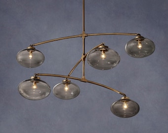 Mid Century Modern Globe Chandelier: Brass Sputnik Lighting Fixture