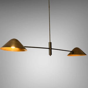 Handmade Brass Chandelier: Mid-Century Modern Double Light Fixture