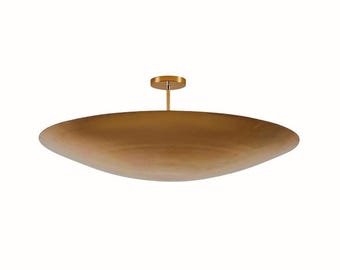 MCM Chandelier, Raw Brass Flush Mount Sputnik Light Fixture