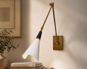 Moderner Kronleuchter, Wandleuchte aus reinem Messing mit Schwenkarm, verstellbare Leselampe