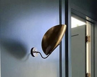 Amber Wall Sconce, Pure Brass Mid-Century Indirect Lighting