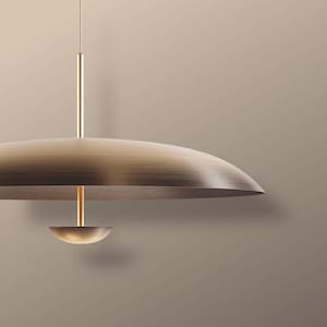 Handgemaakte messing semi-inbouwlamp - moderne Spoetnik-kroonluchter uit het midden van de eeuw