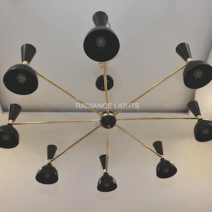 Handmade Brass 8-Light Chandelier - Mid Century Modern Lighting