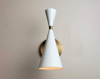 Mid Century Brass Wall Sconce: Edison Style Vintage Wall Lamp