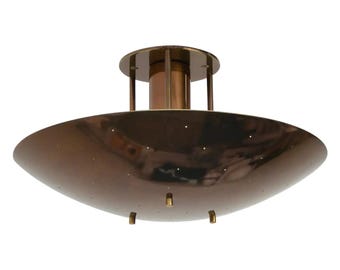 Modern Brass Flush Mount Ceiling Light | Mid Century Starburst Fixture