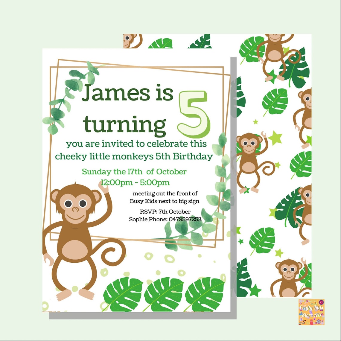 Printable Party invitation kids monkey birthday invite | Etsy