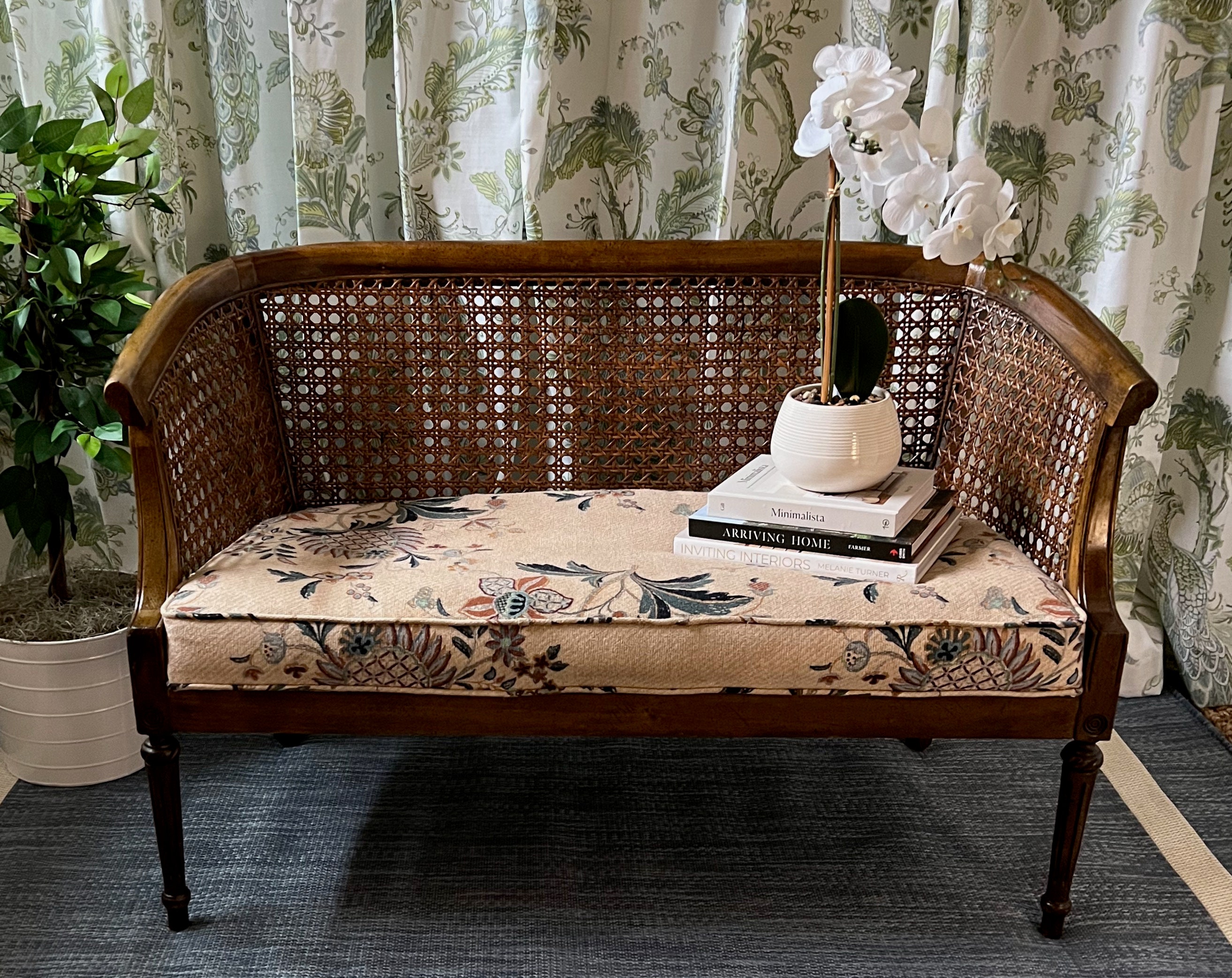 Vintage Cane Back Settee Loveseat Bench Loveseat Etsy UK