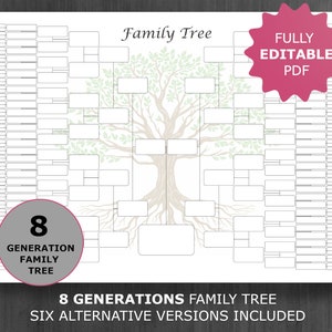 Free printable family tree chart. Four generations on one A4 landscape  sheet of paper.