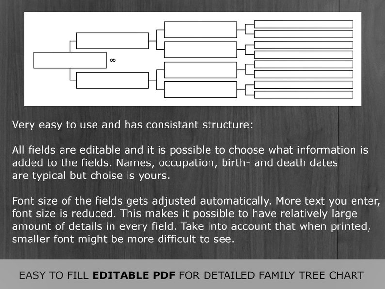 6 Generation Family Tree Chart: Printable and Editable Genealogy ...