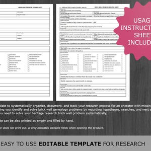 Genealogy Template: Detailed, interactive tool designed to help you break through challenging gaps in your family history research