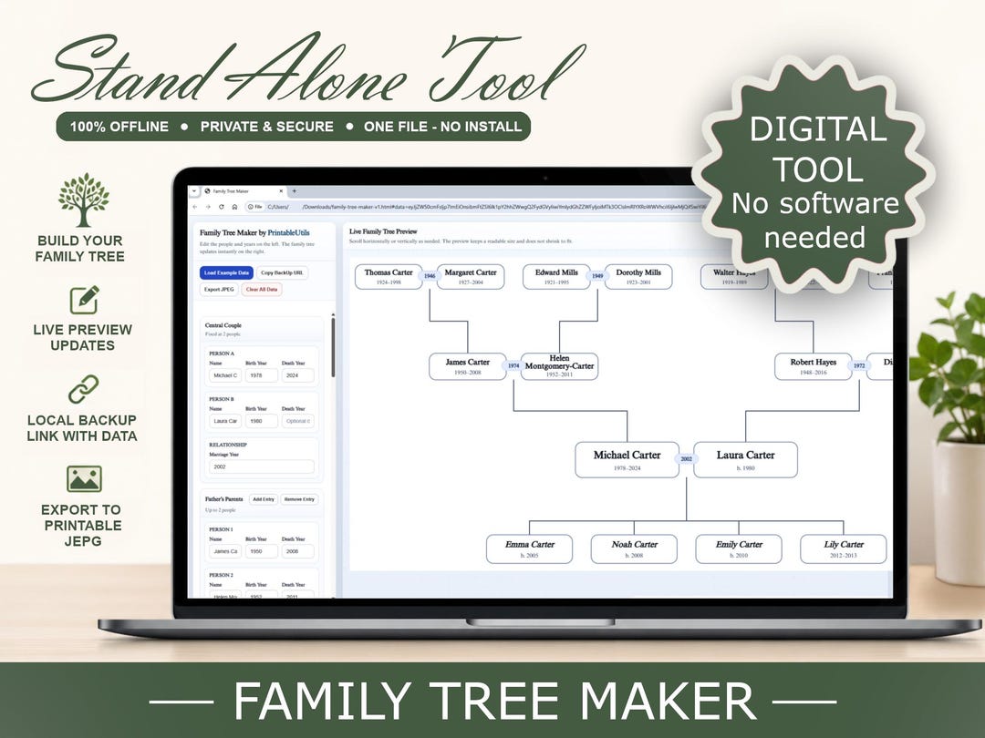 Family Tree Maker: Printable Genealogy Chart Tool (digital Tool) - Etsy