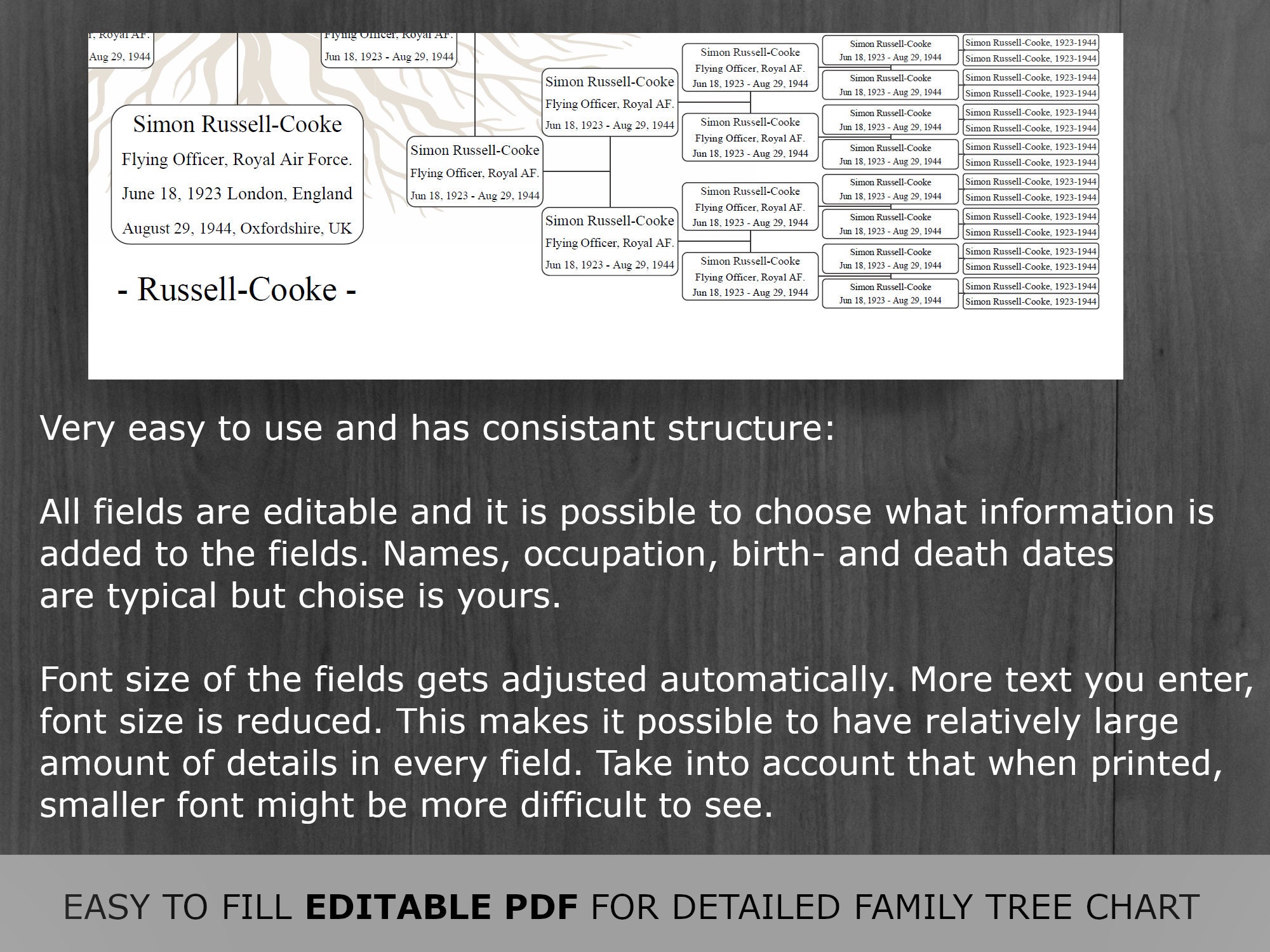 Family Tree Chart 8 Generations. Printable and Editable Family Tree ...