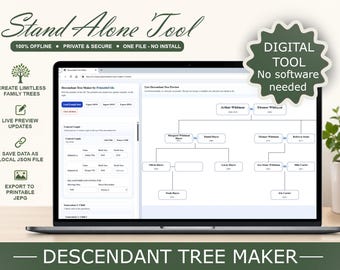 Descendant Tree Maker: Printable Genealogy Chart Tool (Digital Tool)
