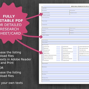 Editable Ancestor Chart: Editable PDF for Ancestry Research - Research Log & Hypothesis Tracker