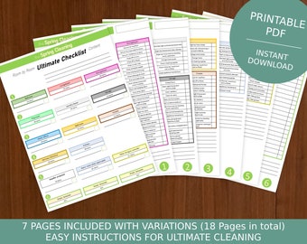 Spring Cleaning Checklist: Printable Room-by-Room Home Organization Planner PDF Deep Clean Schedule (PDF)