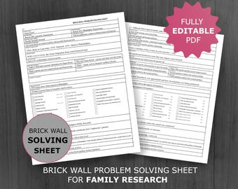 Genealogy Brick Wall Template: Printable and Editable Ancestry Research Log (PDF)