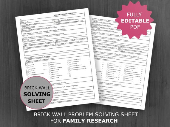 Genealogy Brick Wall Template: Printable and Editable Ancestry Research Log (PDF)