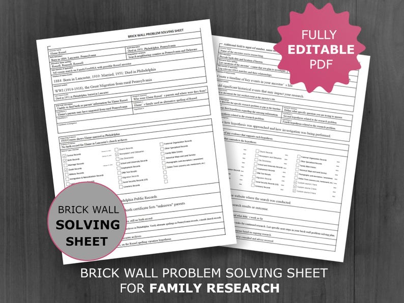 Brick Wall Problem Solving Template for Genealogy Research