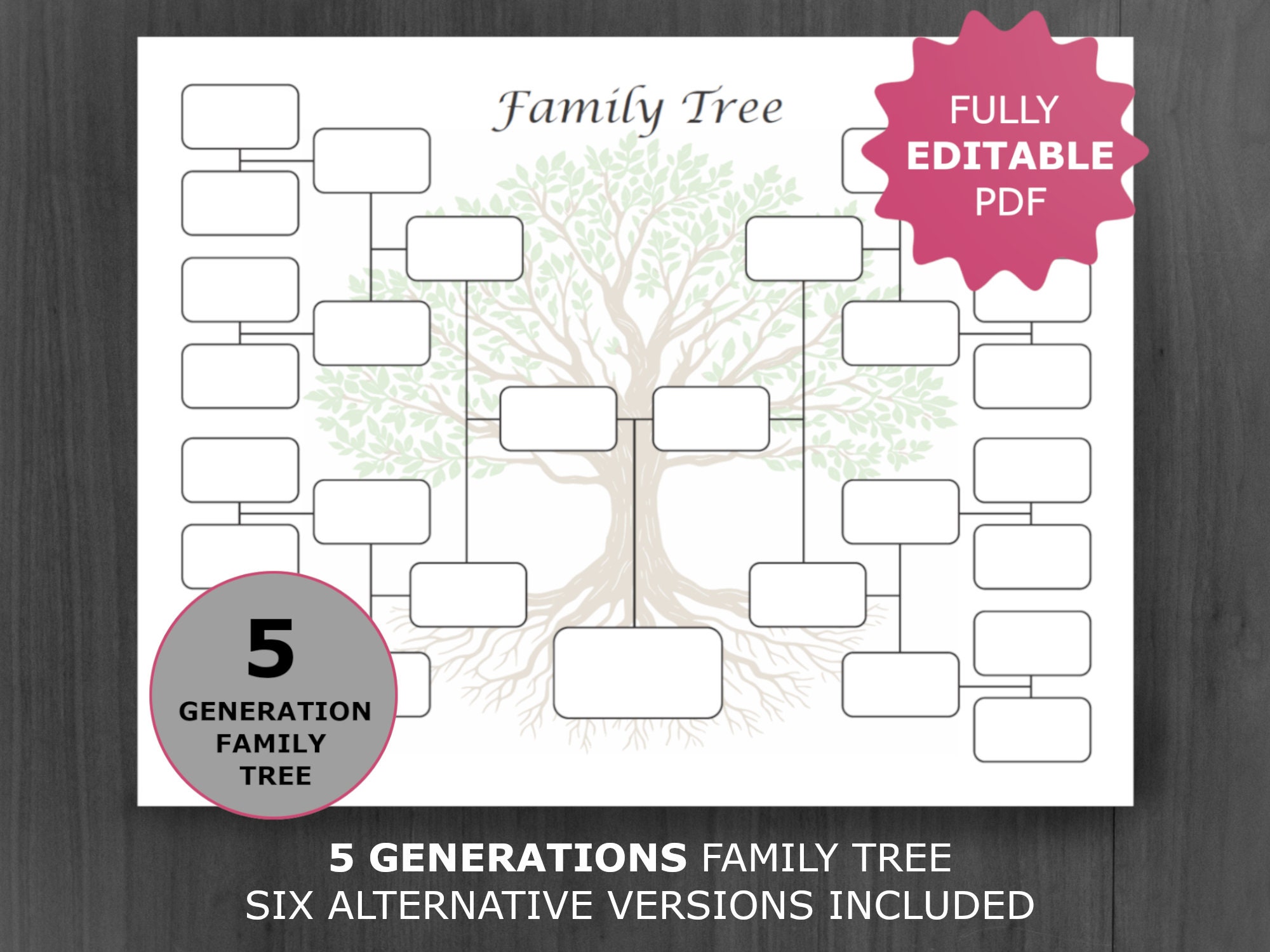 family-tree-chart-5-generations-printable-and-editable-family-tree-template-digital-ancestor-pedigree-chart-ancestral-genealogy-template-etsy for Printable Family Tree Templates Free Family Tree Chart 5 Generations. Printable and Editable Family Tree Template. Digital Ancestor/pedigree Chart. Ancestral Genealogy Template. - Etsy for Printable Family Tree Templates Free