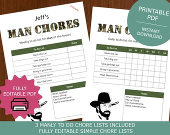 Funny Husband To-Do List: Printable Editable Chore Chart PDF for Men (PDF)