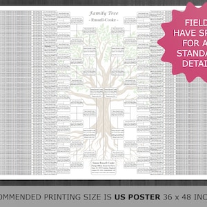 Family Tree Chart 10 Generations. Printable and Editable Family Tree ...