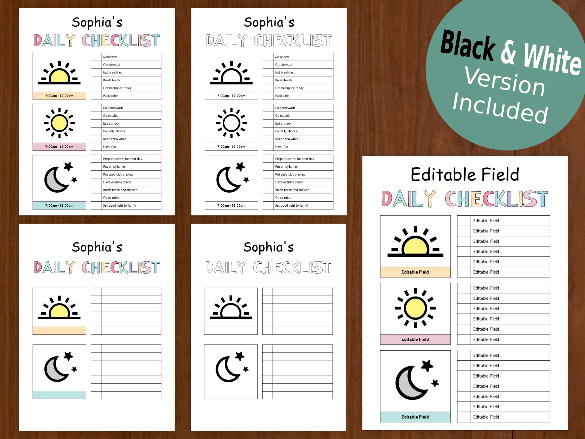 Daily Checklist, Responsibility Chart, Childrens Chore Chart, Daily ...