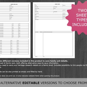 Printable and Editable Family Unit Template.