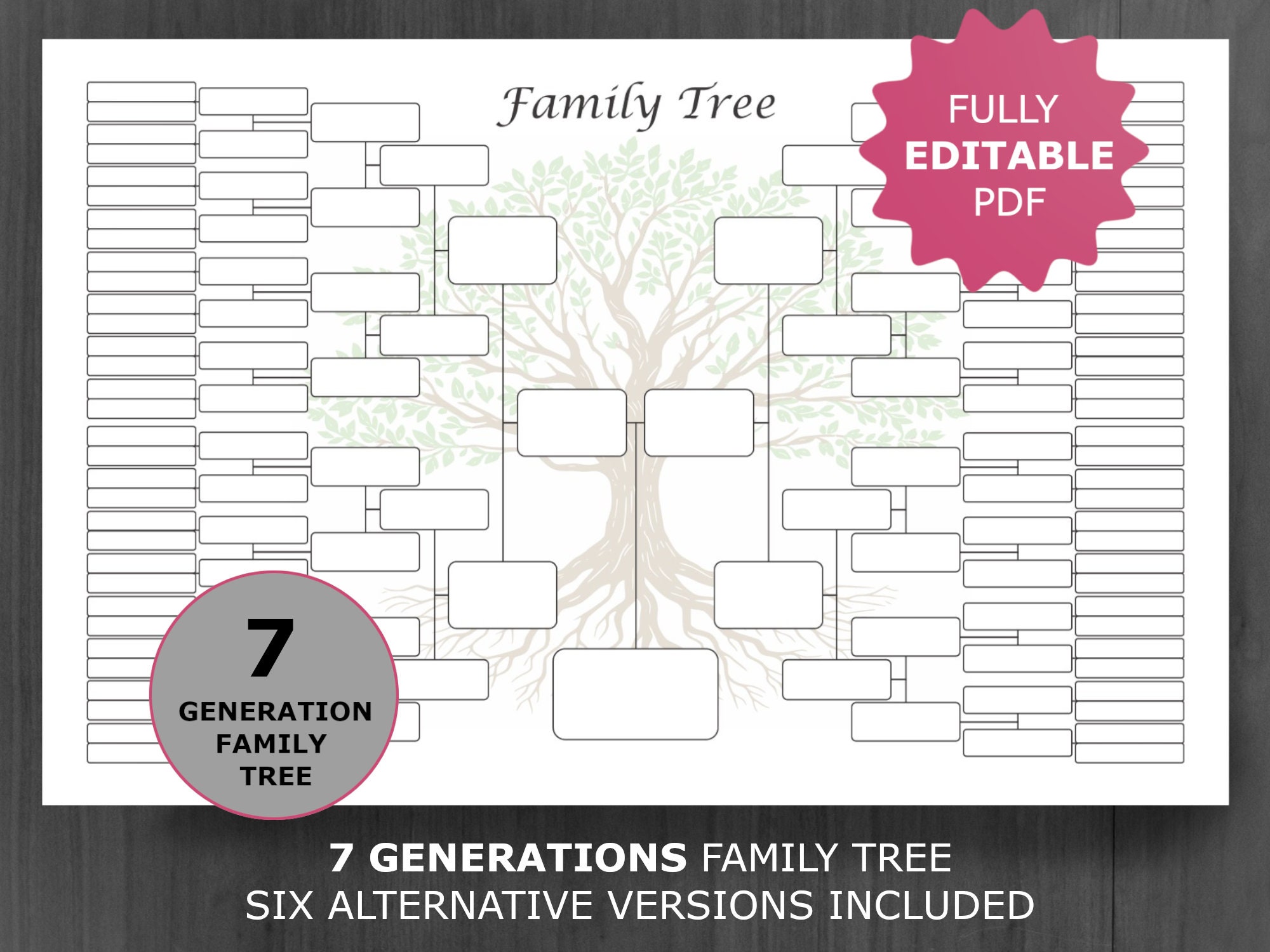 Editable Genealogy Chart Paternal Family Line Printable Family