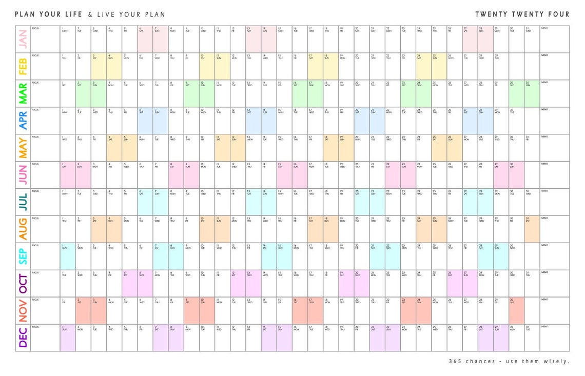 Printable Wall Calendar 2024 2024 Year Planner Monthly Planner Daily
