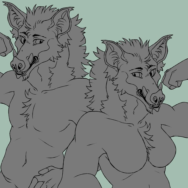 Anthro Boar Base- Includes Male and Female linework