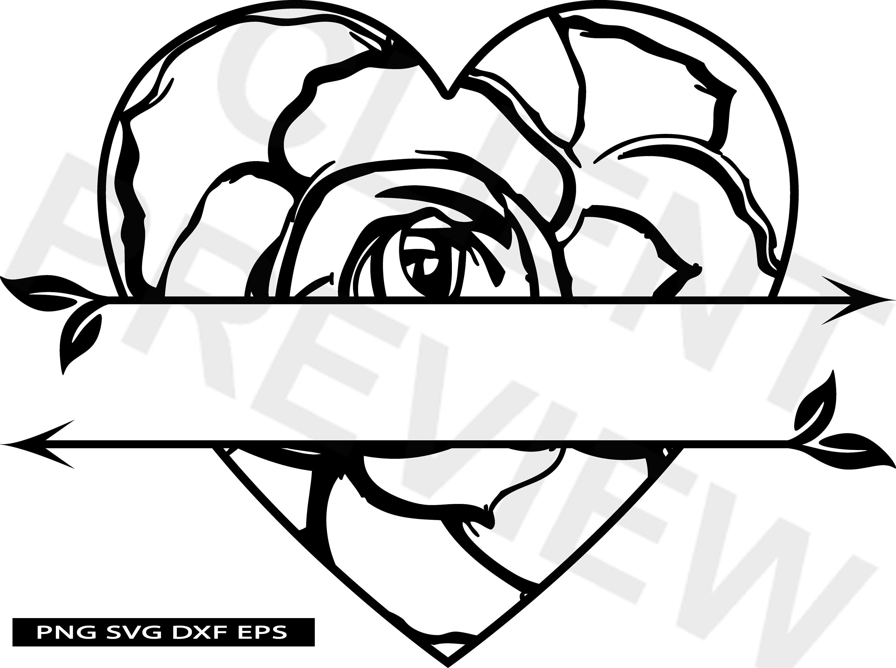 Flower Heart PNG SVG DXF Eps instant download | Etsy