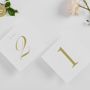 Windsor Collection: Square Wedding Table Numbers, Gold Ink