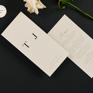 Gedrukt DL-menu - De Santa Rosa-collectie Moderne en minimalistische menukaart voor receptie | Kaart bruiloftsdiner en plaatsnaamkaartje