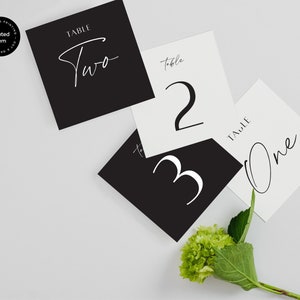 Numeri da tavolo quadrati per matrimonio - The Manhattan Collection. Articoli di cancelleria stampati per matrimonio, numeri da tavolo, cartelli da tavolo, cartellini per numeri da tavolo minimalisti
