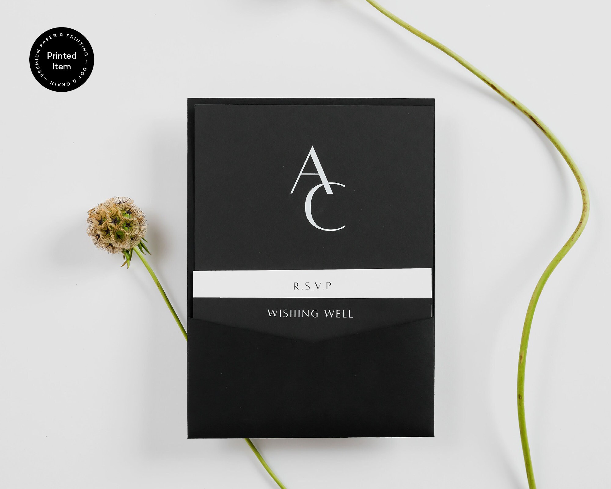Black Wedding Invitation Set: Modern Minimalist Invites, The Manhattan Collection
