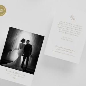 Tarjeta de agradecimiento con foto impresa - Colección Windsor - Tarjeta de agradecimiento para bodas, papelería minimalista moderna para bodas