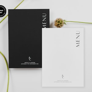 The A5 Menu - The Manhattan Collection. Printed Wedding Stationery, White Ink, Lux Wedding Stationery, Printed Menu