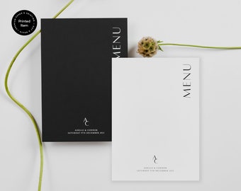 The A5 Menu - The Manhattan Collection. Printed Wedding Stationery, White Ink, Lux Wedding Stationery, Printed Menu