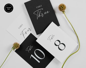 Manhattan Wedding Table Numbers: 5x7 White Ink Printed Stationery