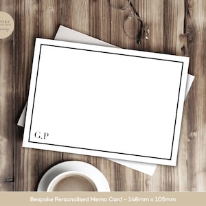 Tarjeta de nota blanca - Colección personalizada, tarjeta de agradecimiento impresa con monograma / Tarjeta en blanco para escribir a mano con sobre
