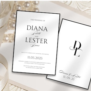 Elegant Black and White Wedding Invitation Suite: Modern Minimalist Design