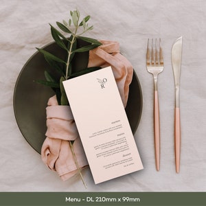 Olive Theme Wedding Menu: Personalized DL Card, Printed Stationery