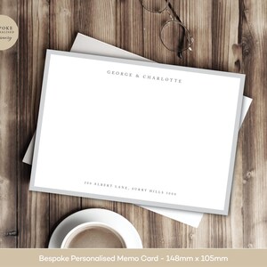 White Memo Card - Bespoke Collection Printed Custom Appreciation Card with Monogram | Handwriting Simple note card with White Envelope