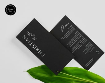 Modern Wedding Menu Card: Minimalist Black & White Design