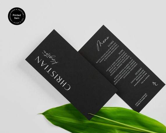Modern Wedding Menu Card: Minimalist Black & White Design