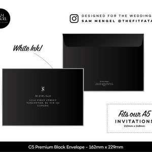 C5 Envelope - Sam Mengel Wedding Collection - Invitation Envelope, Printed Wedding Invite, Lux Wedding Invite, Black & White Envelope
