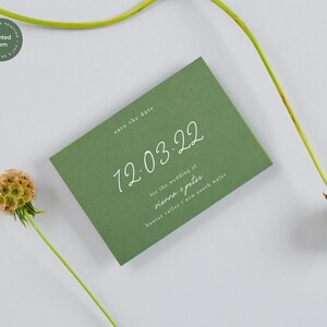 Save The Date Card - The Hunter Valley Collection. Printed Save The Date Card, Sage Green Save The Date Card, Wedding Save The Date